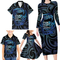 Tuna Eel New Zealand Matariki Family Matching Long Sleeve Bodycon Dress and Hawaiian Shirt He Piko He Taniwha Maori Pattern