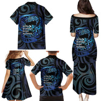 Tuna Eel New Zealand Matariki Family Matching Puletasi and Hawaiian Shirt He Piko He Taniwha Maori Pattern