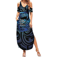 Tuna Eel New Zealand Matariki Family Matching Summer Maxi Dress and Hawaiian Shirt He Piko He Taniwha Maori Pattern