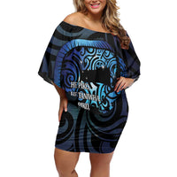 Tuna Eel New Zealand Matariki Off Shoulder Short Dress He Piko He Taniwha Maori Pattern LT14 Women Purple - Polynesian Pride