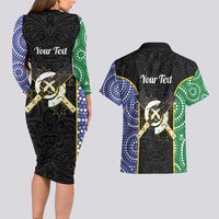 Personalised South Sea Islanders National Recognition Day Couples Matching Long Sleeve Bodycon Dress and Hawaiian Shirt Australia Aboriginal Vanuatu Pig Tusk