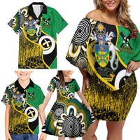 Australian South Sea Islanders National Recognition Day Family Matching Off Shoulder Short Dress and Hawaiian Shirt Solomon Islands And Vanuatu Culture