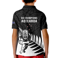 New Zealand Silver Fern Rugby Kid Polo Shirt All Black Go Champions Maori Pattern LT14