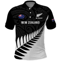 New Zealand Silver Fern Rugby Polo Shirt All Black Go Champions Maori Pattern LT14