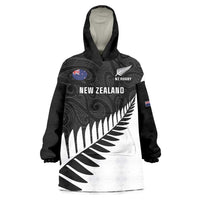New Zealand Silver Fern Rugby Wearable Blanket Hoodie All Black Go Champions Maori Pattern LT14