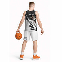 Personalised New Zealand Darts Basketball Jersey Silver Fern Aotearoa Maori Pattern - Polynesian Pride