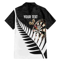 Personalised New Zealand Darts Family Matching Off Shoulder Short Dress and Hawaiian Shirt Silver Fern Aotearoa Maori Pattern - Polynesian Pride