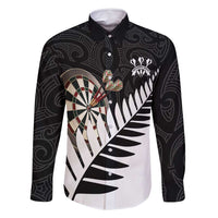 Personalised New Zealand Darts Family Matching Off Shoulder Short Dress and Hawaiian Shirt Silver Fern Aotearoa Maori Pattern - Polynesian Pride