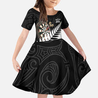 Personalised New Zealand Darts Family Matching Summer Maxi Dress and Hawaiian Shirt Silver Fern Aotearoa Maori Pattern - Polynesian Pride