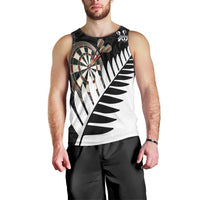 Personalised New Zealand Darts Men Tank Top Silver Fern Aotearoa Maori Pattern - Polynesian Pride