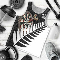 Personalised New Zealand Darts Men Tank Top Silver Fern Aotearoa Maori Pattern - Polynesian Pride