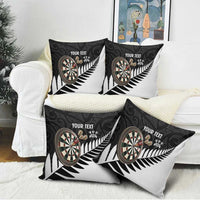 Personalised New Zealand Darts Pillow Cover Silver Fern Aotearoa Maori Pattern - Polynesian Pride