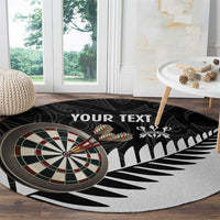 Personalised New Zealand Darts Round Carpet Silver Fern Aotearoa Maori Pattern - Polynesian Pride