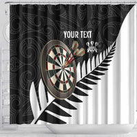 Personalised New Zealand Darts Shower Curtain Silver Fern Aotearoa Maori Pattern - Polynesian Pride