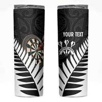 Personalised New Zealand Darts Skinny Tumbler Silver Fern Aotearoa Maori Pattern - Polynesian Pride