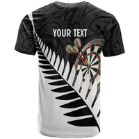 Personalised New Zealand Darts T Shirt Silver Fern Aotearoa Maori Pattern - Polynesian Pride