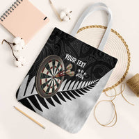 Personalised New Zealand Darts Tote Bag Silver Fern Aotearoa Maori Pattern - Polynesian Pride