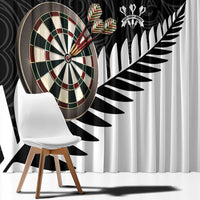 Personalised New Zealand Darts Window Curtain Silver Fern Aotearoa Maori Pattern - Polynesian Pride