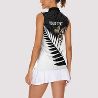 Personalised New Zealand Darts Women Sleeveless Polo Shirt Silver Fern Aotearoa Maori Pattern - Polynesian Pride