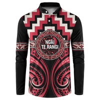 Aotearoa Ngai Te Rangi Personalised Button Sweatshirt Maori Iwi Poutama Puhoro Tattoo LT14 Red - Polynesian Pride