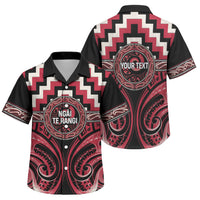 Aotearoa Ngai Te Rangi Personalised Family Matching Off Shoulder Maxi Dress and Hawaiian Shirt Maori Iwi Poutama Puhoro Tattoo LT14 Son's Shirt Red - Polynesian Pride