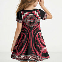 Aotearoa Ngai Te Rangi Personalised Kid Short Sleeve Dress Maori Iwi Poutama Puhoro Tattoo LT14 - Polynesian Pride