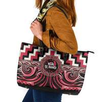 Aotearoa Ngai Te Rangi Leather Tote Bag Maori Iwi Poutama Puhoro Tattoo LT14 Red - Polynesian Pride