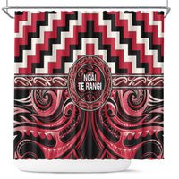 Aotearoa Ngai Te Rangi Shower Curtain Maori Iwi Poutama Puhoro Tattoo LT14 Red - Polynesian Pride