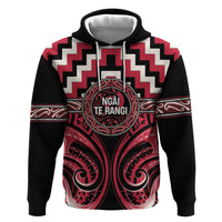Aotearoa Ngai Te Rangi Personalised Zip Hoodie Maori Iwi Poutama Puhoro Tattoo LT14 Pullover Hoodie Red - Polynesian Pride