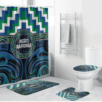 Aotearoa Ngati Ranginui Bathroom Set Maori Iwi Poutama Puhoro Tattoo LT14 Bathroom Set (4 pcs) Green - Polynesian Pride