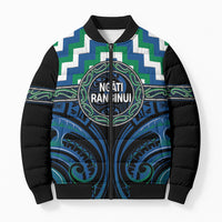 Aotearoa Ngati Ranginui Personalised Bomber Puffer Jacket Maori Iwi Poutama Puhoro Tattoo LT14 Unisex Green - Polynesian Pride