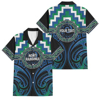 Aotearoa Ngati Ranginui Personalised Family Matching Long Sleeve Bodycon Dress and Hawaiian Shirt Maori Iwi Poutama Puhoro Tattoo LT14 Dad's Shirt - Short Sleeve Green - Polynesian Pride
