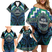 Aotearoa Ngati Ranginui Personalised Family Matching Off Shoulder Short Dress and Hawaiian Shirt Maori Iwi Poutama Puhoro Tattoo LT14 - Polynesian Pride
