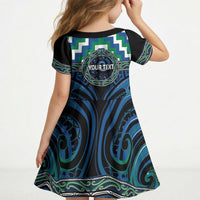Aotearoa Ngati Ranginui Personalised Kid Short Sleeve Dress Maori Iwi Poutama Puhoro Tattoo LT14 - Polynesian Pride