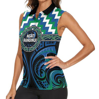 Aotearoa Ngati Ranginui Personalised Women Sleeveless Polo Shirt Maori Iwi Poutama Puhoro Tattoo LT14 - Polynesian Pride