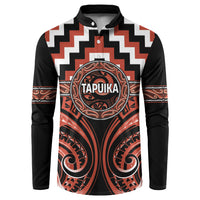 Aotearoa Tapuika Personalised Button Sweatshirt Maori Iwi Poutama Puhoro Tattoo LT14 Red - Polynesian Pride