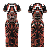 Aotearoa Tapuika Personalised Couples Matching Short Sleeve Bodycon Dress and Hawaiian Shirt Maori Iwi Poutama Puhoro Tattoo LT14 - Polynesian Pride