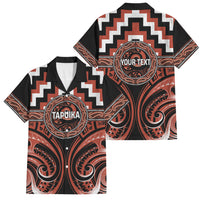 Aotearoa Tapuika Personalised Family Matching Off Shoulder Maxi Dress and Hawaiian Shirt Maori Iwi Poutama Puhoro Tattoo LT14 Dad's Shirt - Short Sleeve Red - Polynesian Pride