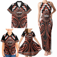 Aotearoa Tapuika Personalised Family Matching Tank Maxi Dress and Hawaiian Shirt Maori Iwi Poutama Puhoro Tattoo LT14 - Polynesian Pride