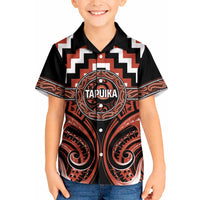 Aotearoa Tapuika Personalised Kid Hawaiian Shirt Maori Iwi Poutama Puhoro Tattoo LT14 Kid Red - Polynesian Pride