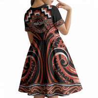 Aotearoa Tapuika Personalised Kid Short Sleeve Dress Maori Iwi Poutama Puhoro Tattoo LT14 - Polynesian Pride