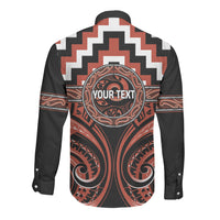 Aotearoa Tapuika Personalised Long Sleeve Button Shirt Maori Iwi Poutama Puhoro Tattoo LT14 - Polynesian Pride