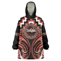 Aotearoa Tapuika Personalised Wearable Blanket Hoodie Maori Iwi Poutama Puhoro Tattoo LT14 One Size Red - Polynesian Pride