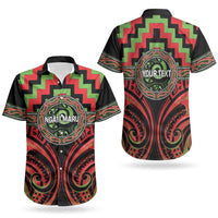 Aotearoa Ngati Maru Personalised Couples Matching Off Shoulder Short Dress and Hawaiian Shirt Maori Iwi Poutama Puhoro Tattoo LT14 - Polynesian Pride
