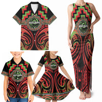 Aotearoa Ngati Maru Personalised Family Matching Tank Maxi Dress and Hawaiian Shirt Maori Iwi Poutama Puhoro Tattoo LT14 - Polynesian Pride