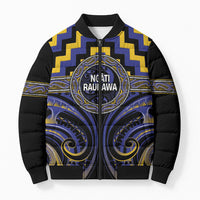 Aotearoa Ngati Raukawa Personalised Bomber Puffer Jacket Maori Iwi Poutama Puhoro Tattoo LT14 Unisex Blue - Polynesian Pride