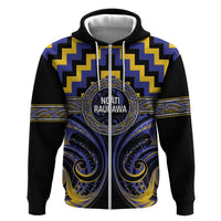 Aotearoa Ngati Raukawa Personalised Hoodie Maori Iwi Poutama Puhoro Tattoo LT14 Zip Hoodie Blue - Polynesian Pride