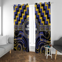 Aotearoa Ngati Raukawa Window Curtain Maori Iwi Poutama Puhoro Tattoo LT14 With Grommets Blue - Polynesian Pride