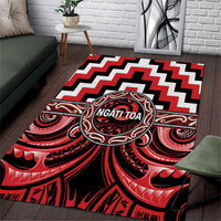 Aotearoa Ngati Toa Area Rug Maori Iwi Poutama Puhoro Tattoo LT14 Red - Polynesian Pride