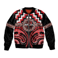 Aotearoa Ngati Toa Personalised Bomber Jacket Maori Iwi Poutama Puhoro Tattoo LT14 Unisex Red - Polynesian Pride